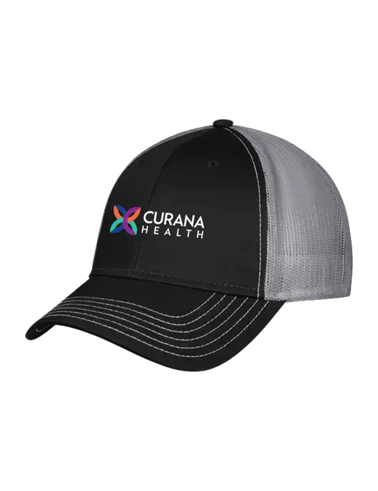 Black & Grey Mesh Trucker Cap Snap Back w/Curana Health Logo