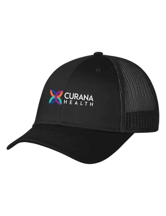 Black Mesh Trucker Cap Snap Back w/Curana Health Logo