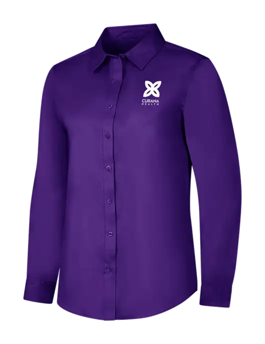 Purple Womens Long Sleeve Superpro React Twill Shirt w/Curana Health Logo