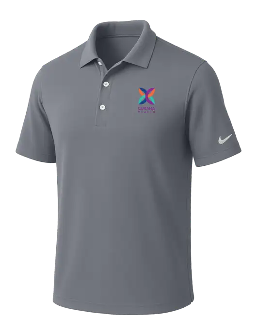 NIKE Medium Grey Dri-Fit Micro Pique Polo w/Curana Health Logo