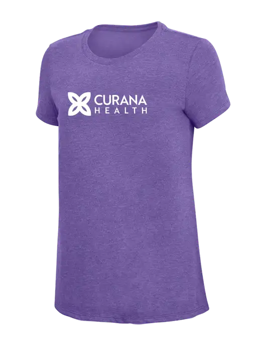Womens Simply Soft Purple Frost 4.5oz  Poly/Combed Ring Spun Cotton T-Shirt w/Curana Health Logo