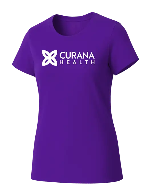 Womens Seriously Soft Purple T-Shirt w/Curana Health Logo
