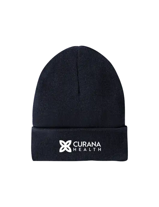 Recycled True Navy Beanie w/Curana Health Logo
