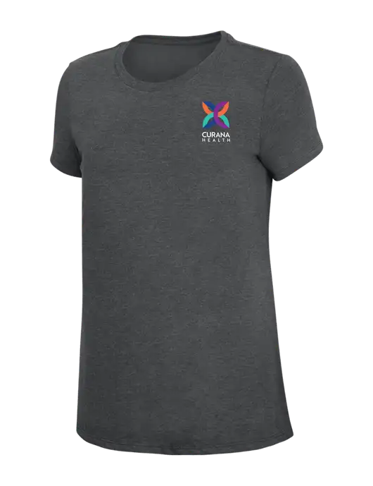 Womens Simply Soft Charcoal 4.5oz Poly/Combed Ring Spun Cotton T-Shirt w/Curana Health Logo