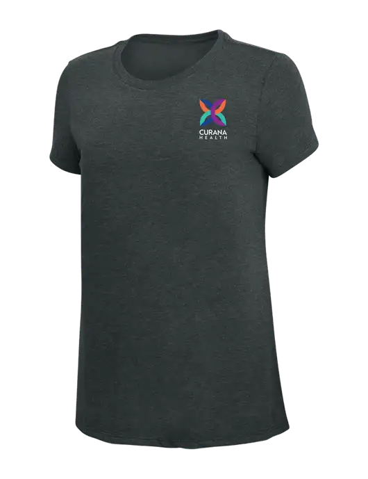 Womens Simply Soft Black Frost 4.5oz Poly/Combed Ring Spun Cotton T-Shirt w/Curana Health Logo