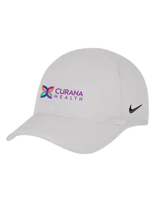 Nike White Featherlight Cap w/Curana Health Logo