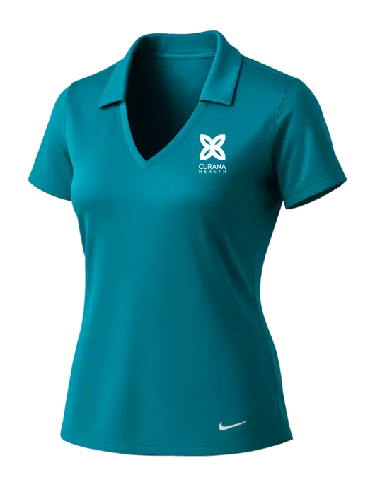 NIKE Dark Teal Womens Dri-Fit Vertical Mesh Polo w/Curana Health Logo
