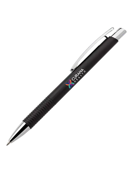 Malay Black Ballpoint Pen - Blue Ink w/Curana Health Logo
