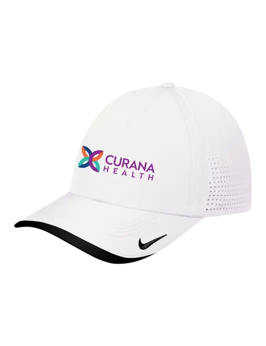 Nike White/Black Dri-FIT Perforated Performance Cap w/Curana Health Logo