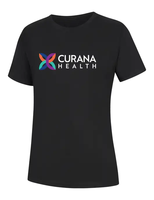 Womens Black Core Blend Tee w/Curana Health Logo