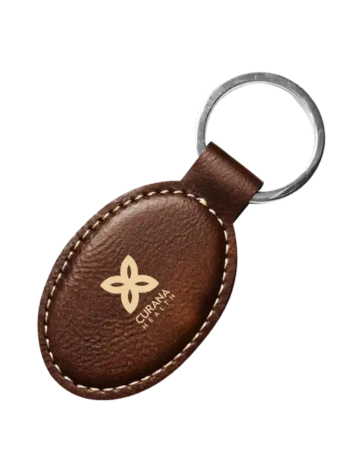 Rustic Leatherette Oval Keychain w/Curana Health Logo