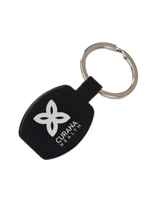 Black Laserable Rounded Rectangle Keychain w/Curana Health Logo