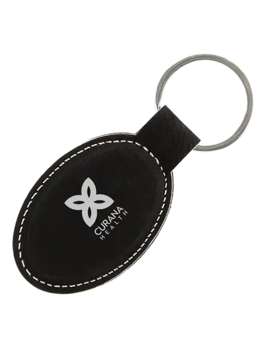 Black Leatherette Oval Keychain w/Curana Health Logo