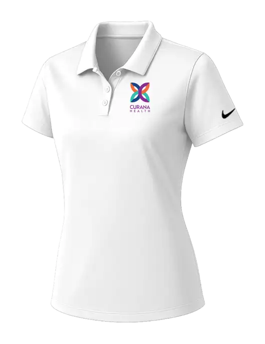 Nike Womens White Dry Essential Solid Polo w/Curana Health Logo