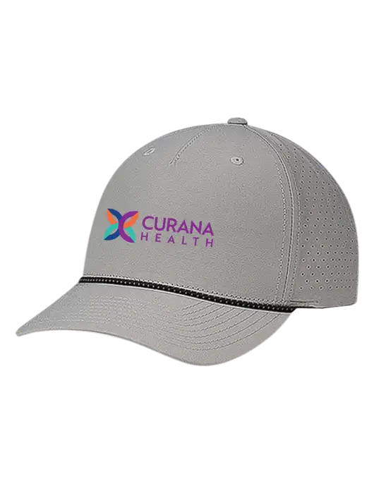 Richardson Laser Perf Performance Light Grey/Black-Grey Rope Cap w/Curana Health Logo