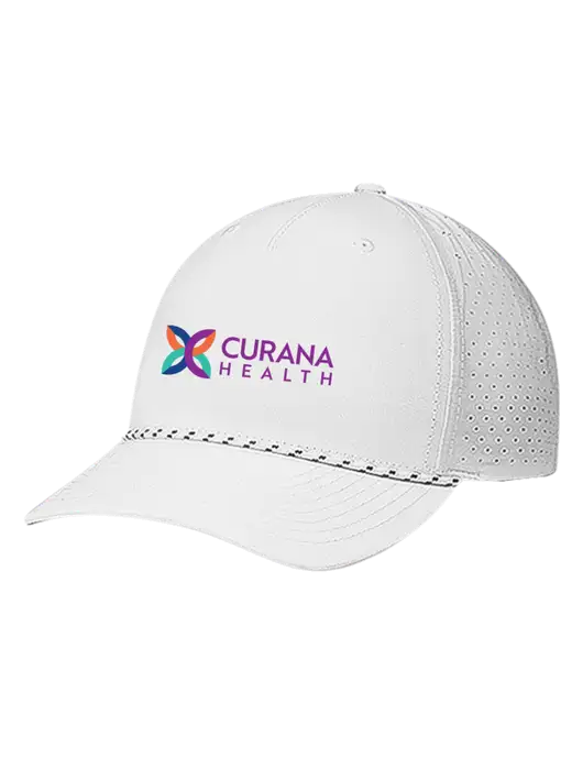 Richardson Laser Perf Performance White/White-Black Rope Cap w/Curana Health Logo