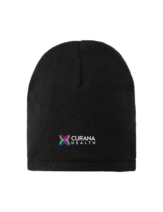 Black Fleece-Lined Beanie Cap w/Curana Health Logo