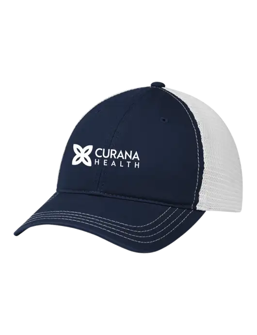 Richardson 111 Garment Washed Trucker Cap Navy w/White Mesh w/Curana Health Logo