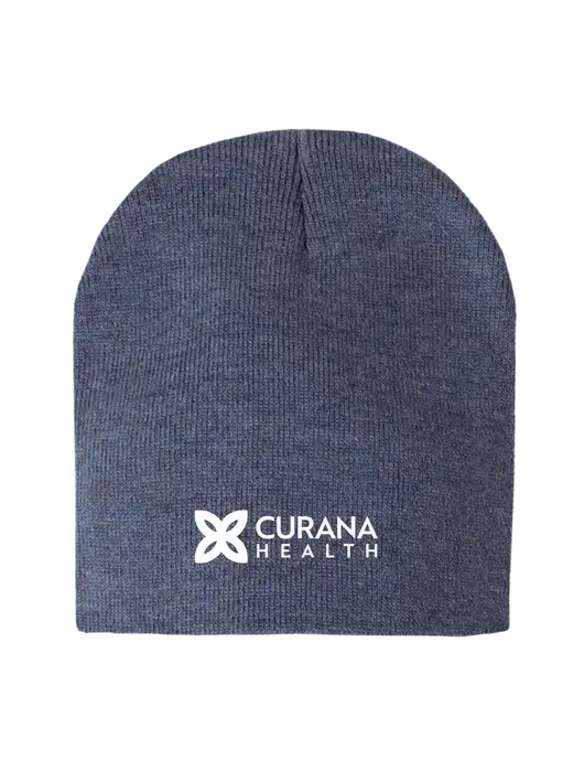Navy Heather Element Knit Beanie w/Curana Health Logo