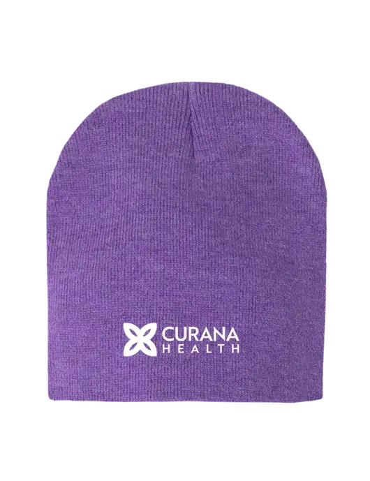 Purple Heather Element Knit Beanie w/Curana Health Logo