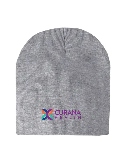 Light Grey Heather Element Knit Beanie w/Curana Health Logo