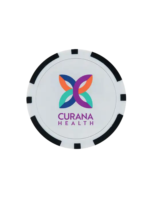 Black Poker Chip Ball Marker w/Curana Health Logo