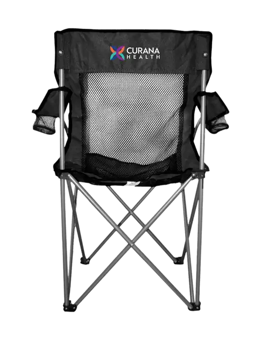 Titan Black/Black Mesh Folding Chair w/Curana Health Logo