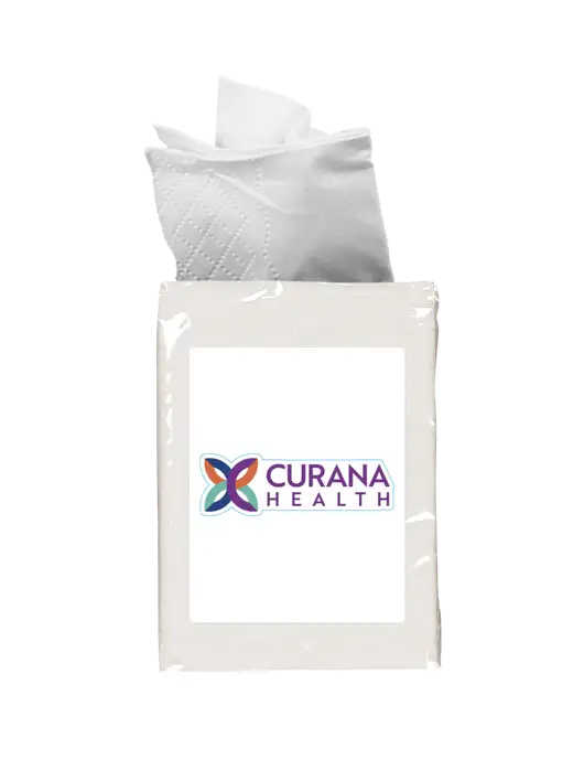 White Mini Tissue Packet w/Curana Health Logo