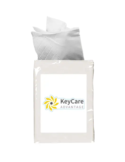 White Mini Tissue Packet w/KeyCare Advantage Logo