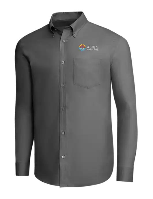 Brooks Brothers Dark Grey Wrinkle-Free Stretch Pinpoint Shirt w/Align Senior Care Logo