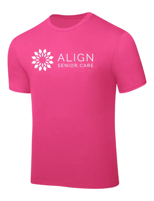 Neon Pink PosiCharge Competitor Tee w/Align Senior Care Logo