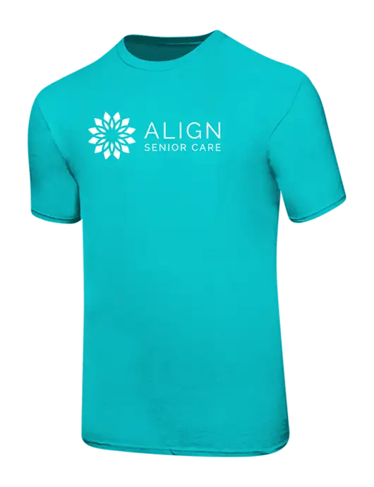 Ring Spun Light Teal 4.5 oz T-Shirt w/Align Senior Care Logo