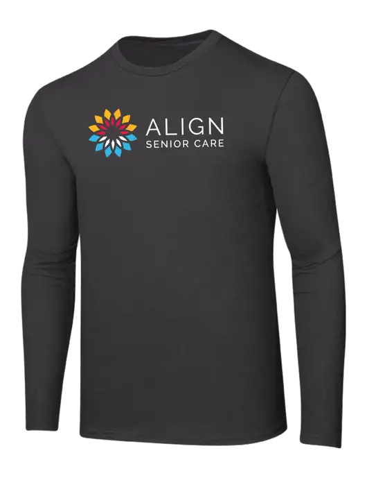 Ring Spun Charcoal 4.5 oz Long Sleeve T-Shirt w/Align Senior Care Logo