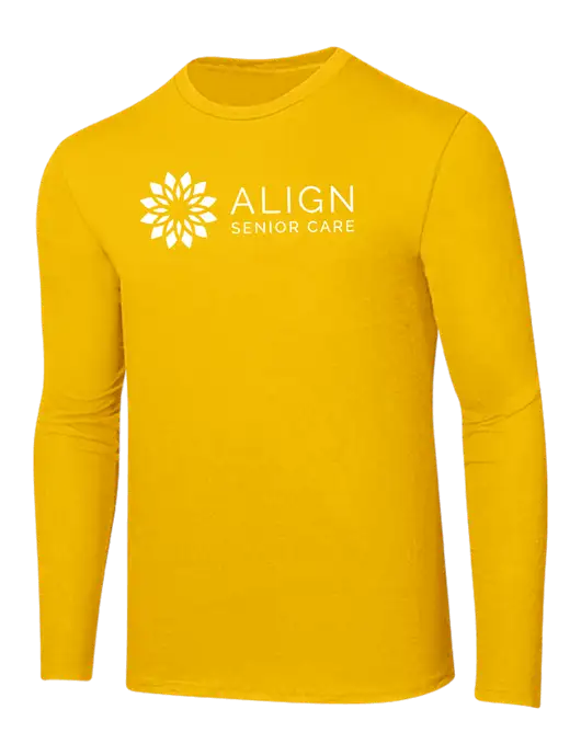 Ring Spun Yellow Gold 4.5 oz Long Sleeve T-Shirt
 w/Align Senior Care Logo