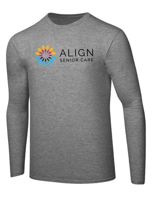 Ring Spun Light Heather Grey 4.5 oz Long Sleeve T-Shirt w/Align Senior Care Logo