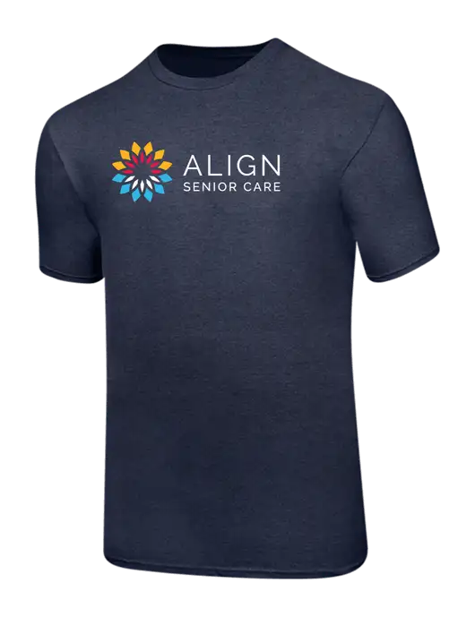 Ring Spun Heather Navy 4.5 oz T-Shirt w/Align Senior Care Logo