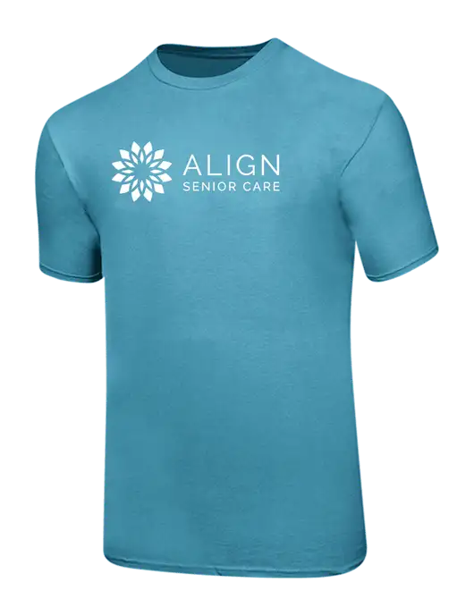 Ring Spun Light Sapphire 4.5 oz T-Shirt w/Align Senior Care Logo