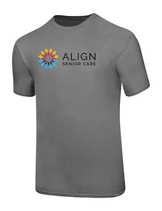 Ring Spun Medium Grey 4.5 oz T-Shirt w/Align Senior Care Logo