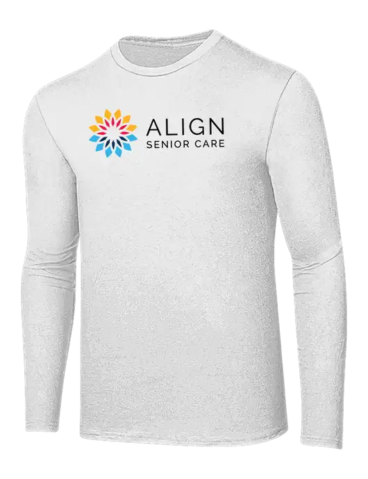 Ring Spun White 4.5 oz Long Sleeve T-Shirt w/Align Senior Care Logo