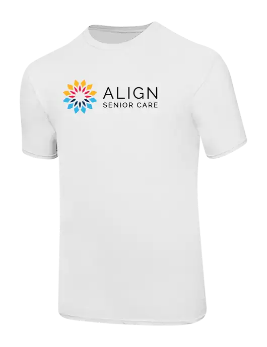 Ring Spun White 4.5 oz T-Shirt w/Align Senior Care Logo