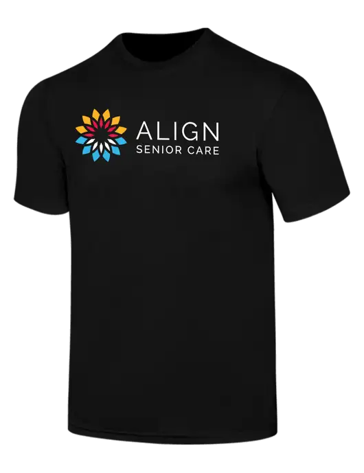 Simply Soft Black 4.5oz  Poly/Combed Ring Spun Cotton T-Shirt w/Align Senior Care Logo