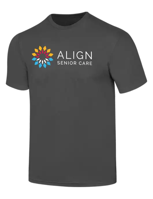 Simply Soft Charcoal 4.5oz  Poly/Combed Ring Spun Cotton T-Shirt w/Align Senior Care Logo