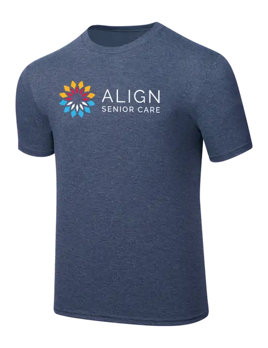 Simply Soft Navy Frost 4.5oz  Poly/Combed Ring Spun Cotton T-Shirt w/Align Senior Care Logo
