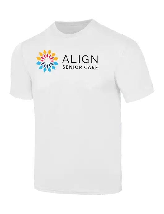 Simply Soft White 4.5oz  Poly/Combed Ring Spun Cotton T-Shirt w/Align Senior Care Logo