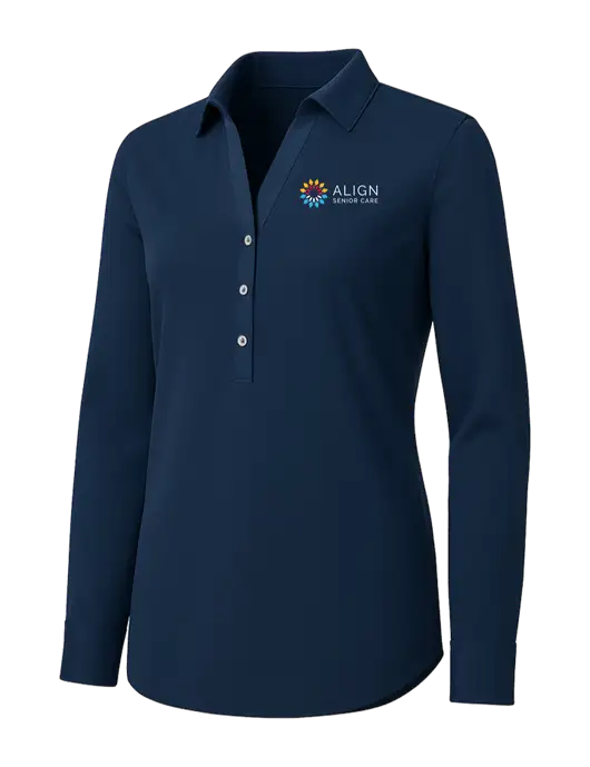 Womens Navy City Stretch Shirt w/Align Senior Care Logo