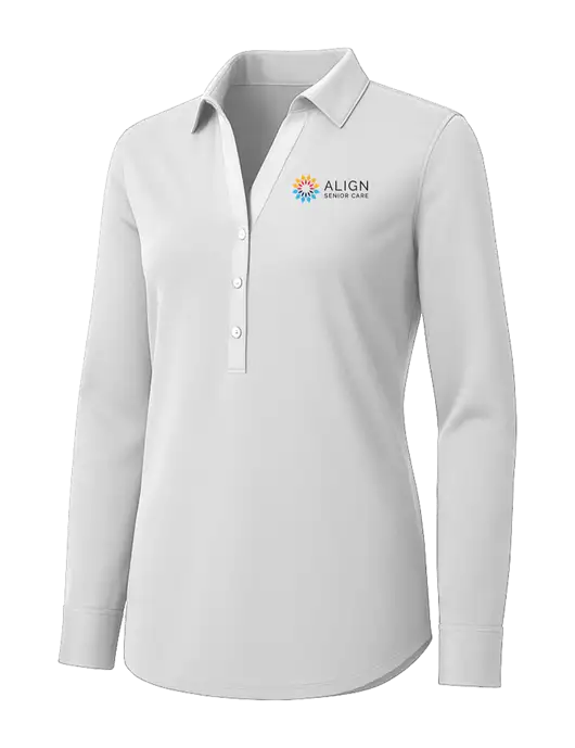Womens White City Stretch Shirt w/Align Senior Care Logo