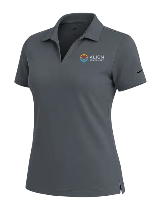 NIKE Dark Grey Womens Dri-Fit Micro Pique Polo w/Align Senior Care Logo