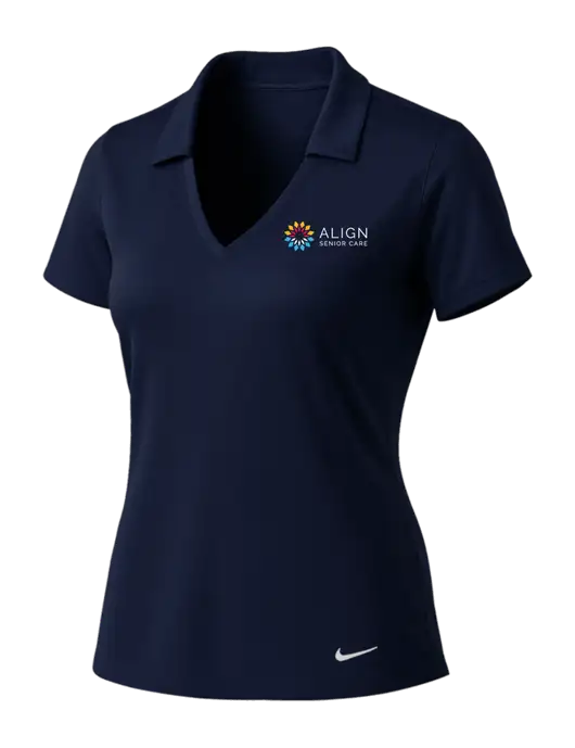 NIKE Dark Navy Womens Dri-Fit Vertical Mesh Polo w/Align Senior Care Logo