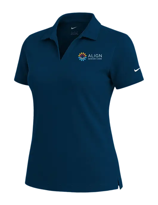 NIKE Navy Womens Dri-Fit Micro Pique Polo w/Align Senior Care Logo