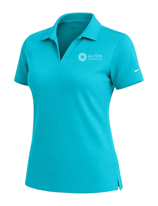 NIKE Sapphire Blue Womens Dri-Fit Micro Pique Polo w/Align Senior Care Logo